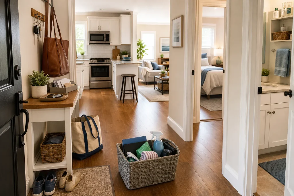 AI-generated editorial illustration for A Room-by-Room Reset for Household Clutter